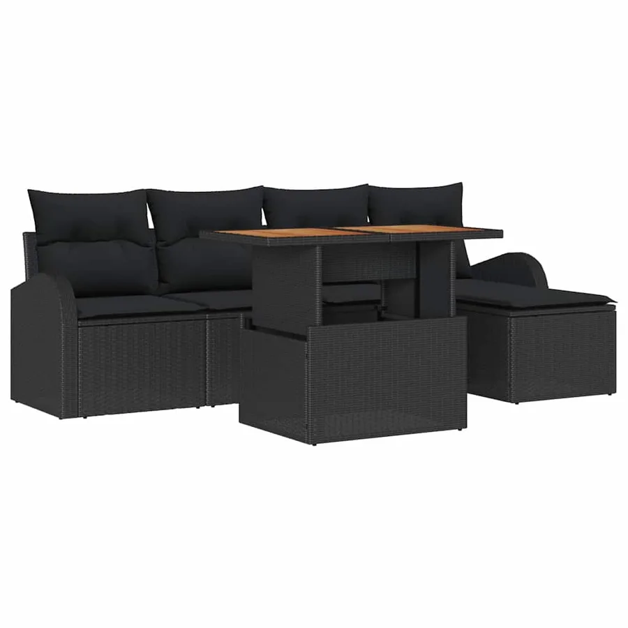 Ensemble de canapé de jardin avec coussin 6 pcs Noir - 2
