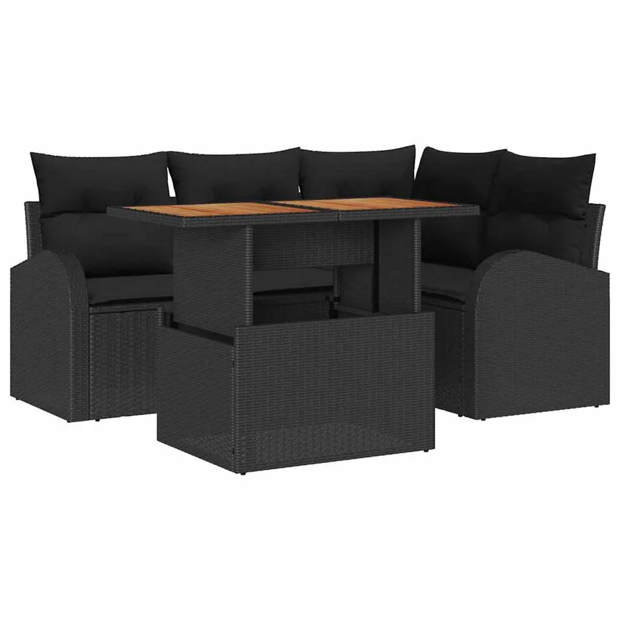 Ensemble de canapé de jardin avec coussin 5 pcs Noir - 2