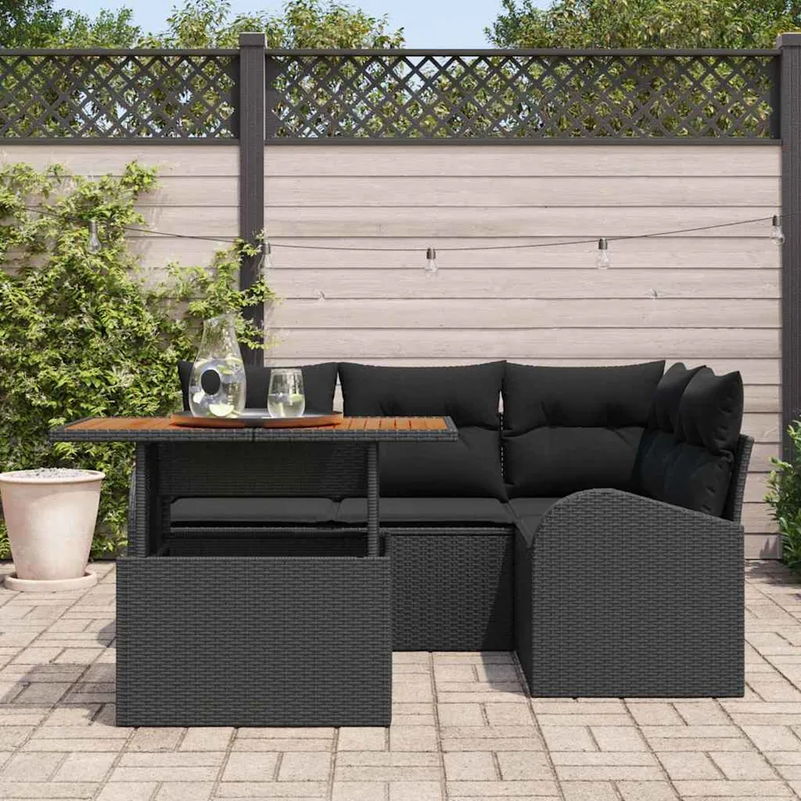 Ensemble de canapé de jardin avec coussin 5 pcs Noir - 3