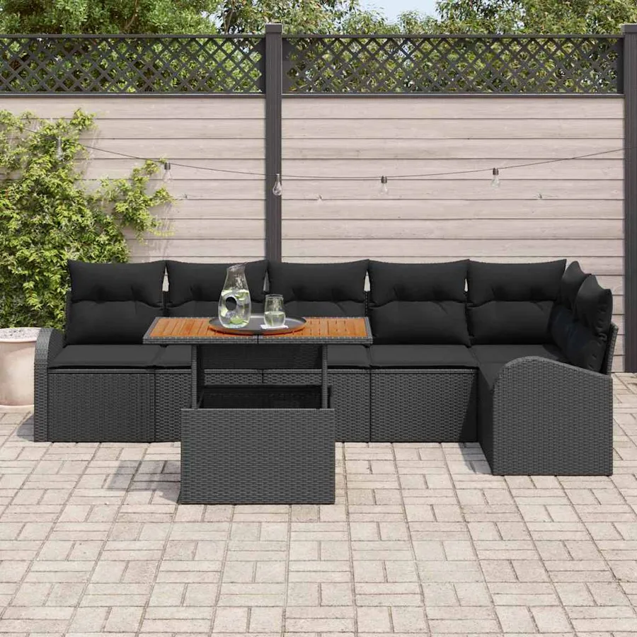 Ensemble de canapé de jardin avec coussin 7 pcs Noir - 3