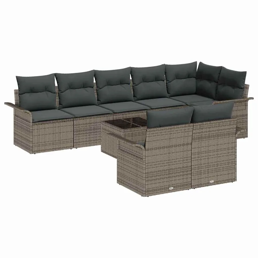 Ensemble de canapé de jardin avec stockage 9 pcs Gris polyrotin - 2