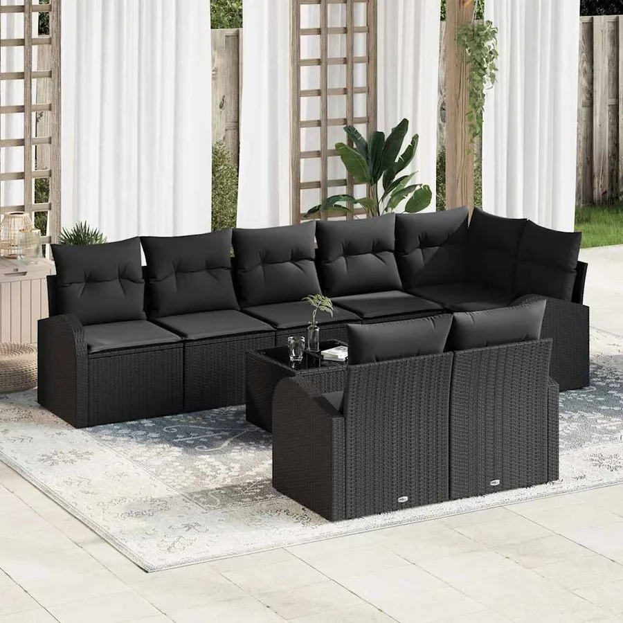 Ensemble de canapé de jardin 9 pcs polyrotin