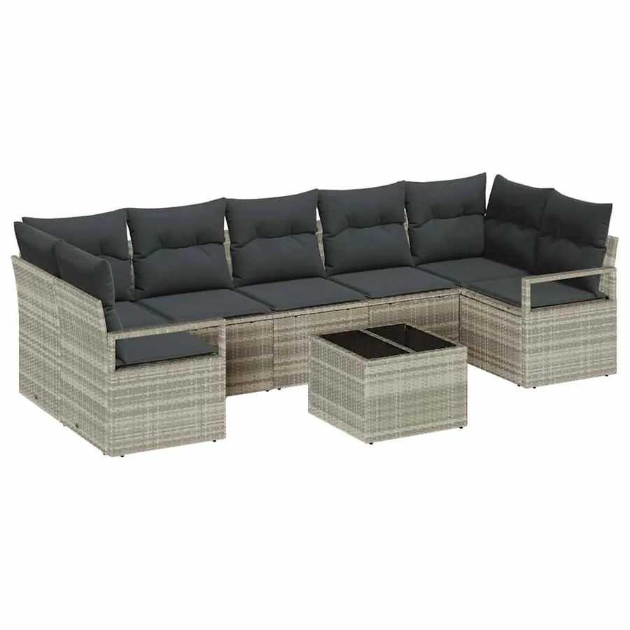 Ensemble de canapé de jardin 8 pcs Gris clair et gris foncé - 2