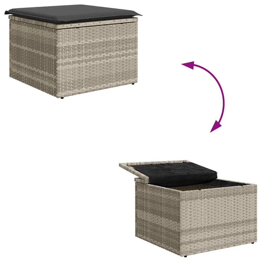 Ensemble de Canapés avec coussin 6 pcs Gris clair polyrotin - 13