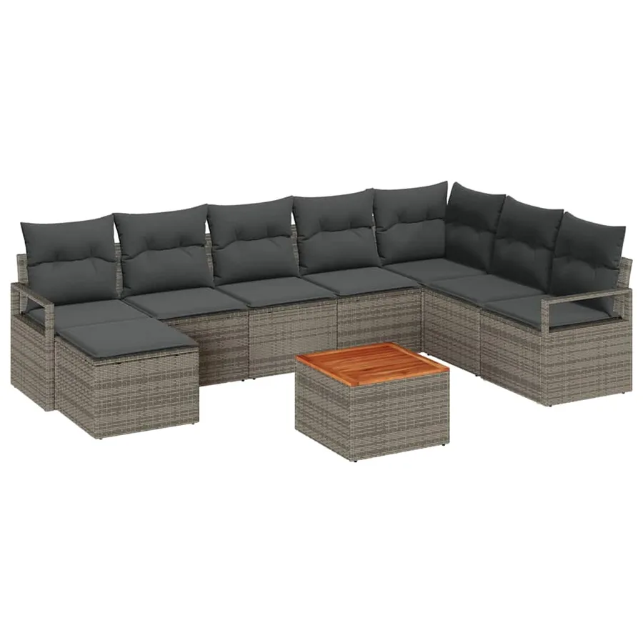 Ensemble de canapé de jardin avec stockage 9 pcs Gris polyrotin - 2