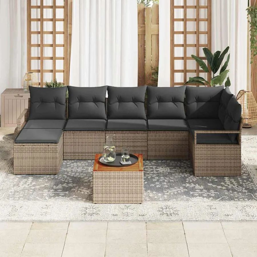 Ensemble de canapé de jardin avec stockage 9 pcs Gris polyrotin - 3
