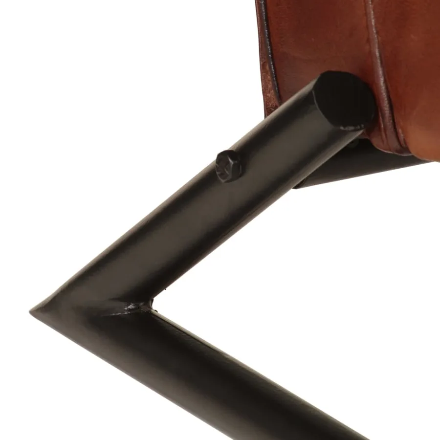 Fauteuil marron cuir véritable - 8