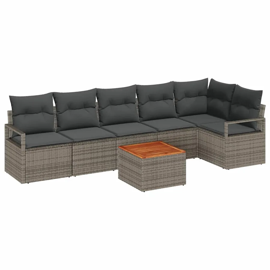 Ensemble de canapé de jardin avec stockage 7 pcs Gris polyrotin - 2