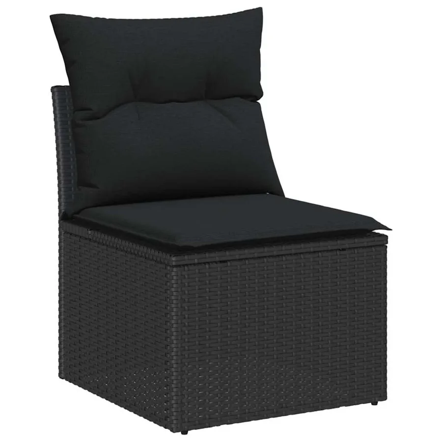 Ensemble de Canapés avec coussin 7 pcs Noir polyrotin - 5