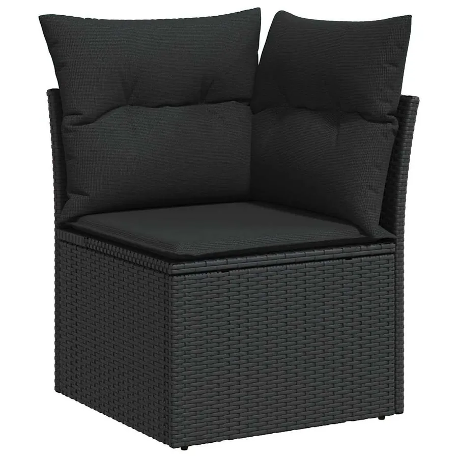 Ensemble de Canapés avec coussin 7 pcs Noir polyrotin - 7