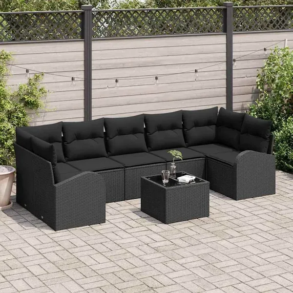 Ensemble de canapé de jardin Noir 55 x 55 x 37 cm polyrotin