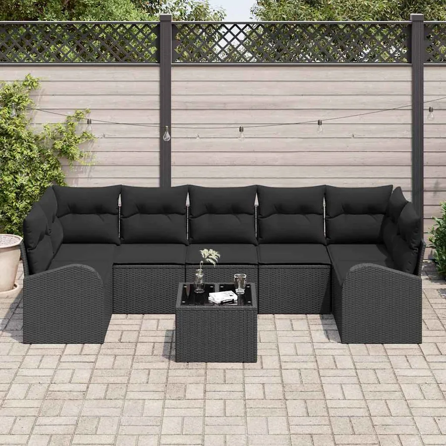 Ensemble de canapé de jardin Noir 55 x 55 x 37 cm polyrotin - 3