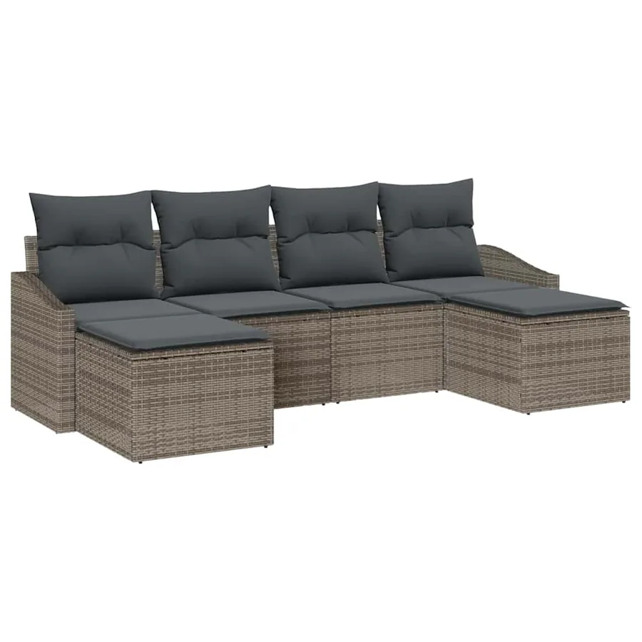 Ensemble de salle à manger pour jardin avec coussin 6 pcs Gris - 2