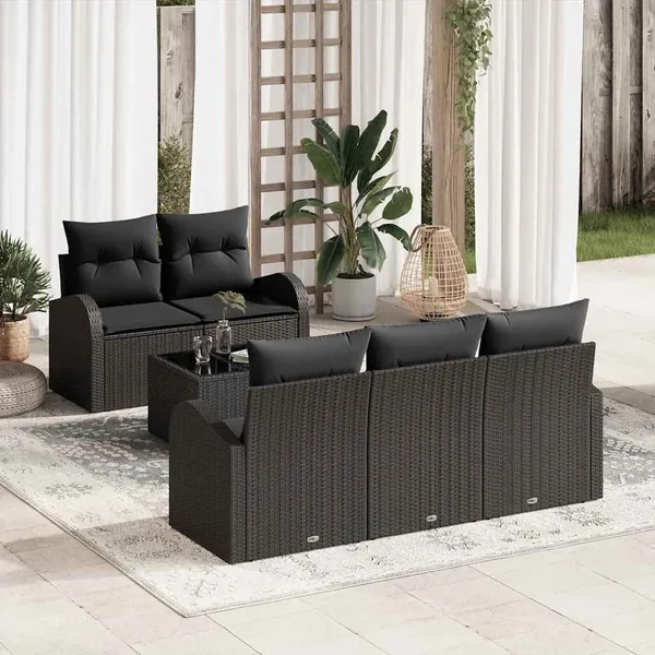 Ensemble de canapé de jardin Noir 55 x 55 x 37 cm polyrotin