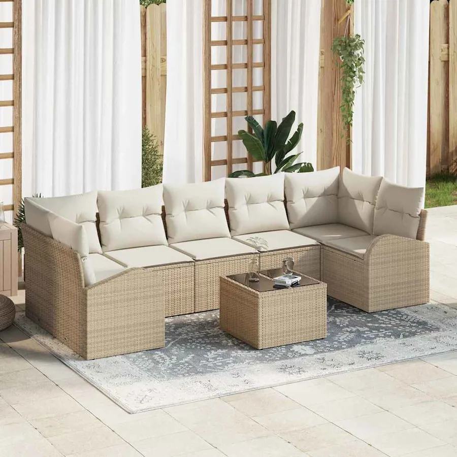 Ensemble de canapé de jardin Beige 55 x 55 x 37 cm polyrotin