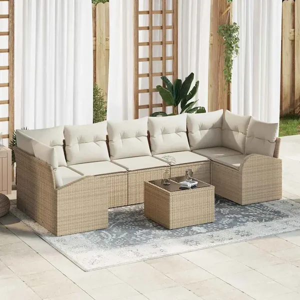 Ensemble de canapé de jardin Beige 55 x 55 x 37 cm polyrotin