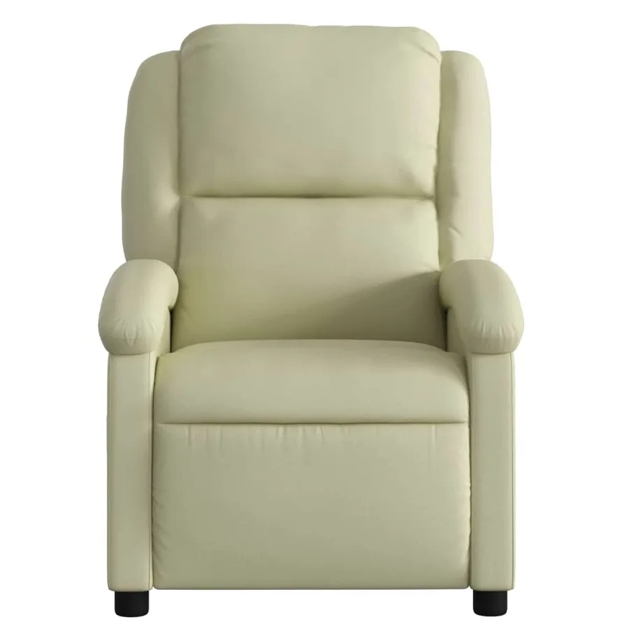 Fauteuil de massage inclinable crème cuir véritable - 7