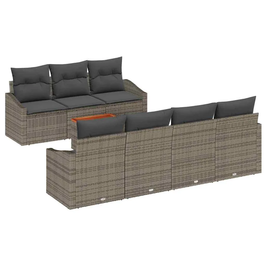 Ensemble de canapé de jardin avec stockage 8 pcs Gris polyrotin - 2