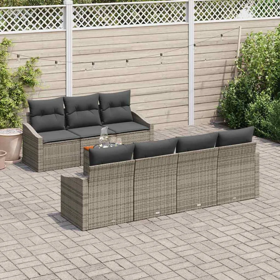 Ensemble de canapé de jardin avec stockage 8 pcs Gris polyrotin - 3