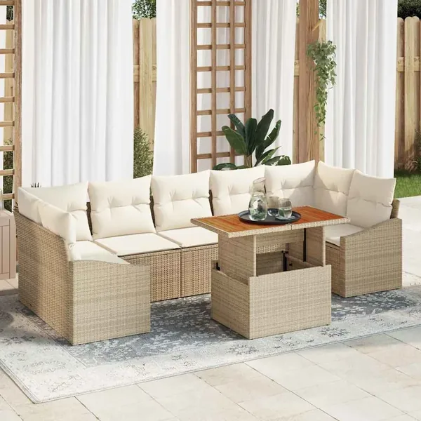 Ensemble de canapé de jardin 8 pc Beige et crème