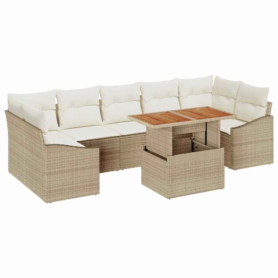 Ensemble de canapé de jardin 8 pc Beige et crème - 2
