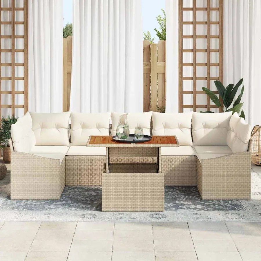 Ensemble de canapé de jardin 8 pc Beige et crème - 3