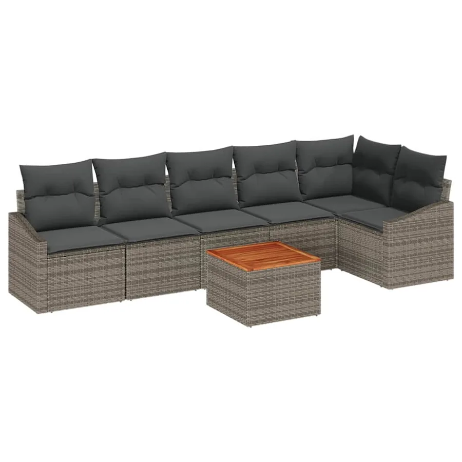 Ensemble de canapé de jardin avec stockage 7 pcs Gris polyrotin - 2