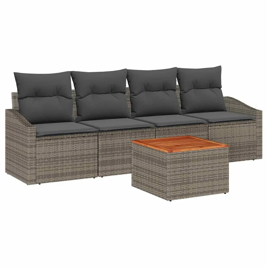 Ensemble de canapé de jardin avec stockage 5 pcs Gris polyrotin - 2