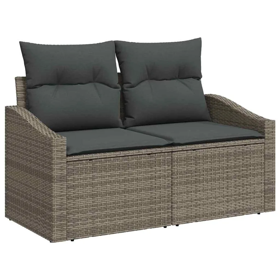 Ensemble de Canapés avec coussin 5 pcs Gris polyrotin - 4