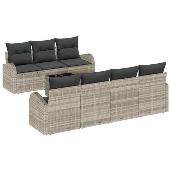 Ensemble de canapé de jardin 8 pcs Gris clair et gris foncé