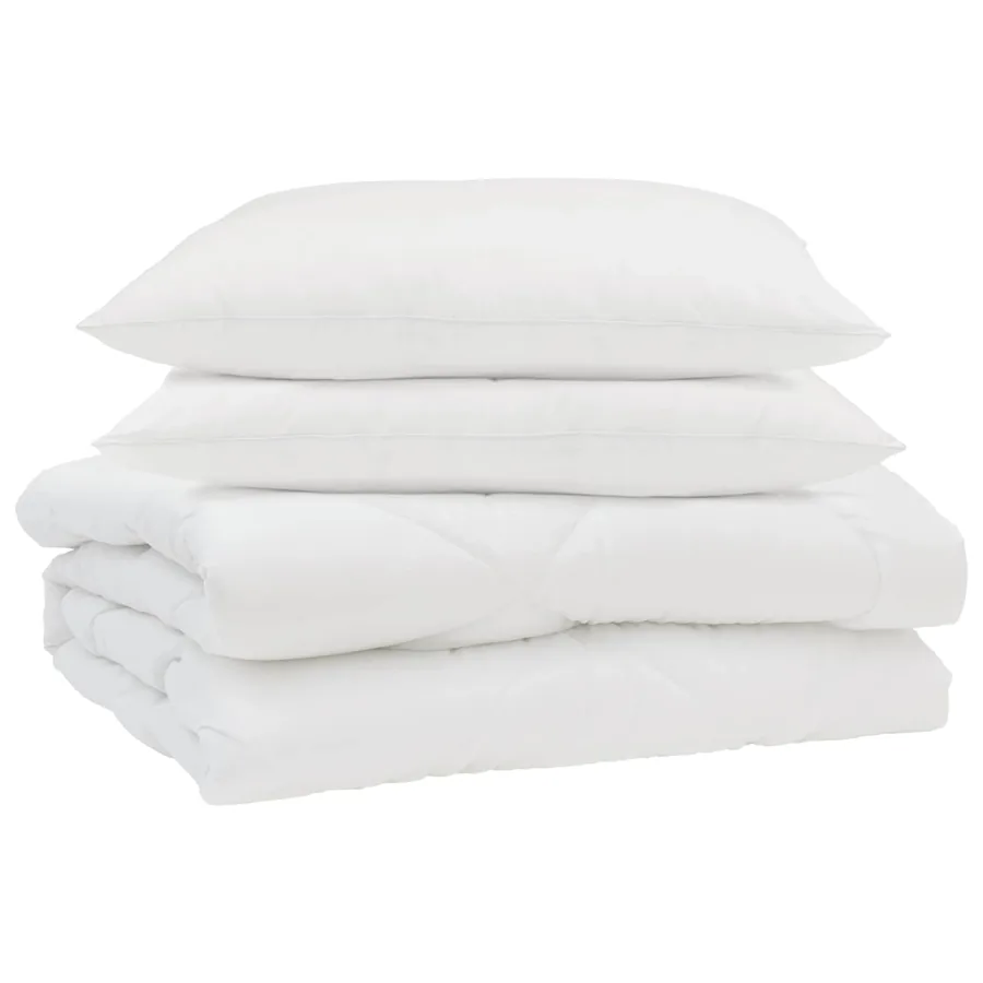 Duvet d'été simple avec oreiller 3 pcs Blanc Microfibre