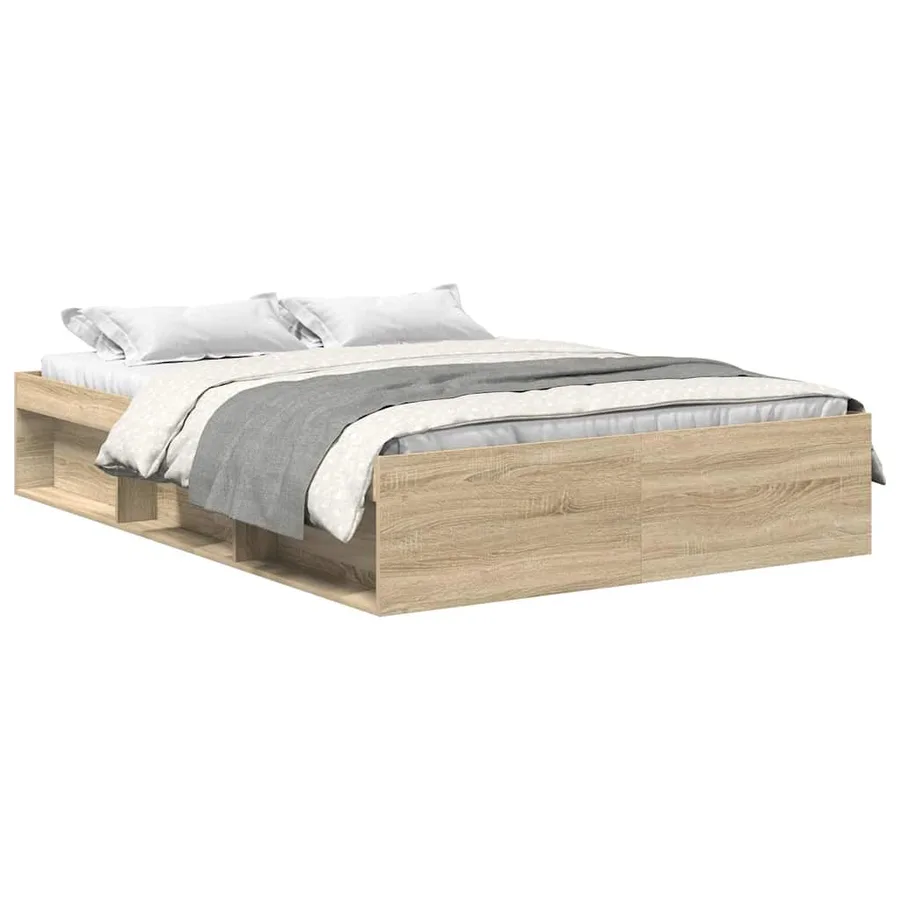 Cadre de lit sans matelas chêne sonoma 160x200 cm - 2