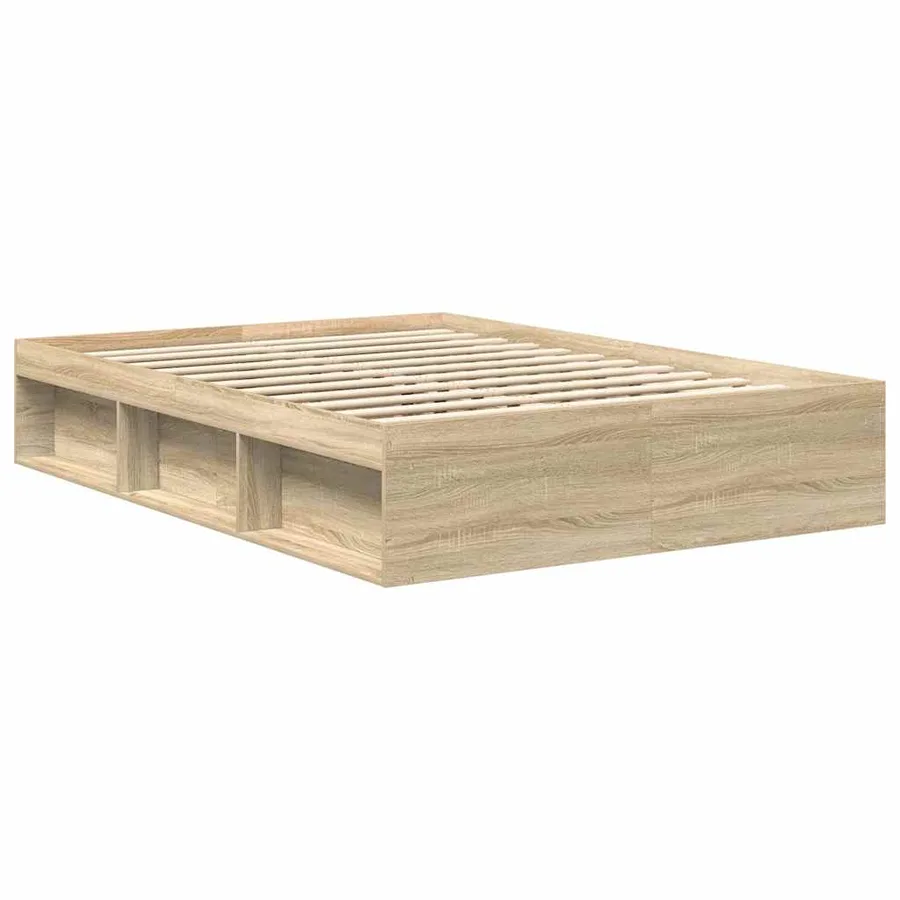 Cadre de lit sans matelas chêne sonoma 160x200 cm - 4