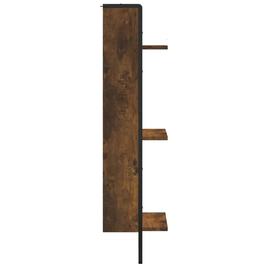 Étagère murale 3 niveaux chêne fumé 30x25x100cm bois ingénierie - 5
