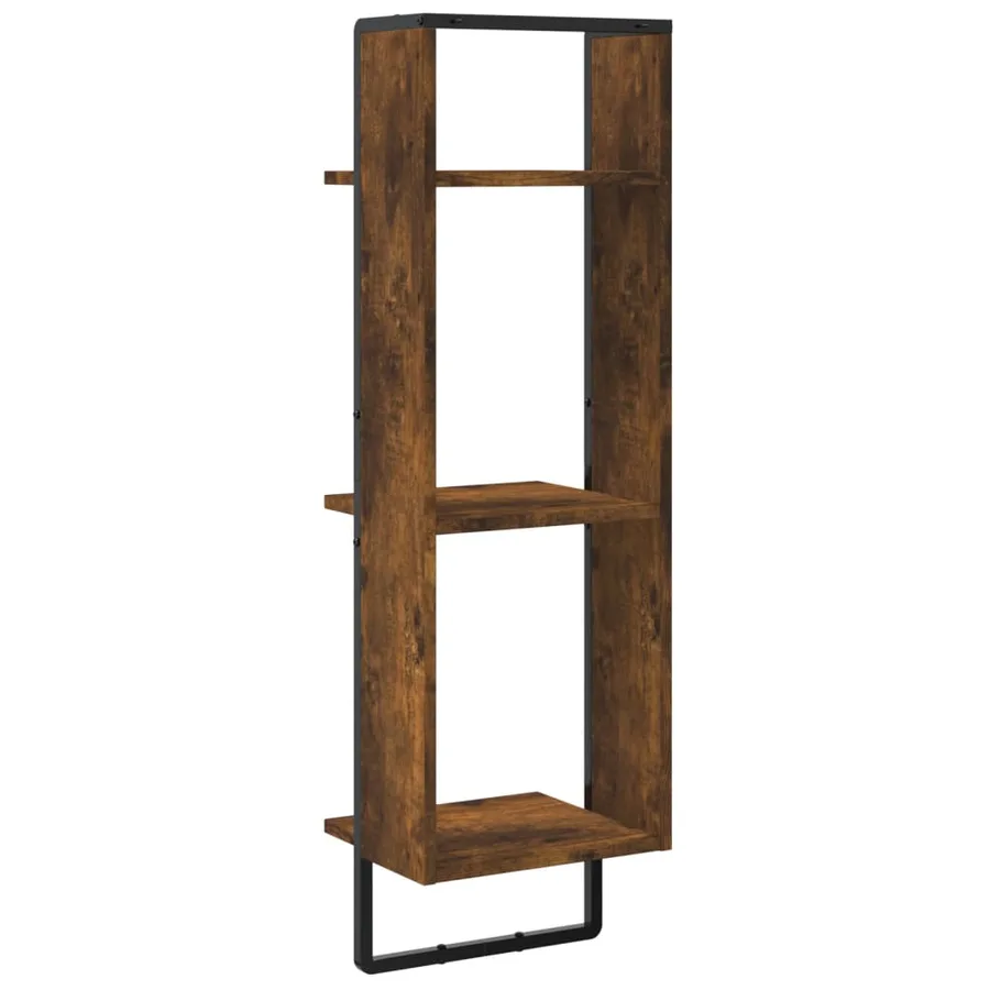 Étagère murale 3 niveaux chêne fumé 30x25x100cm bois ingénierie - 6