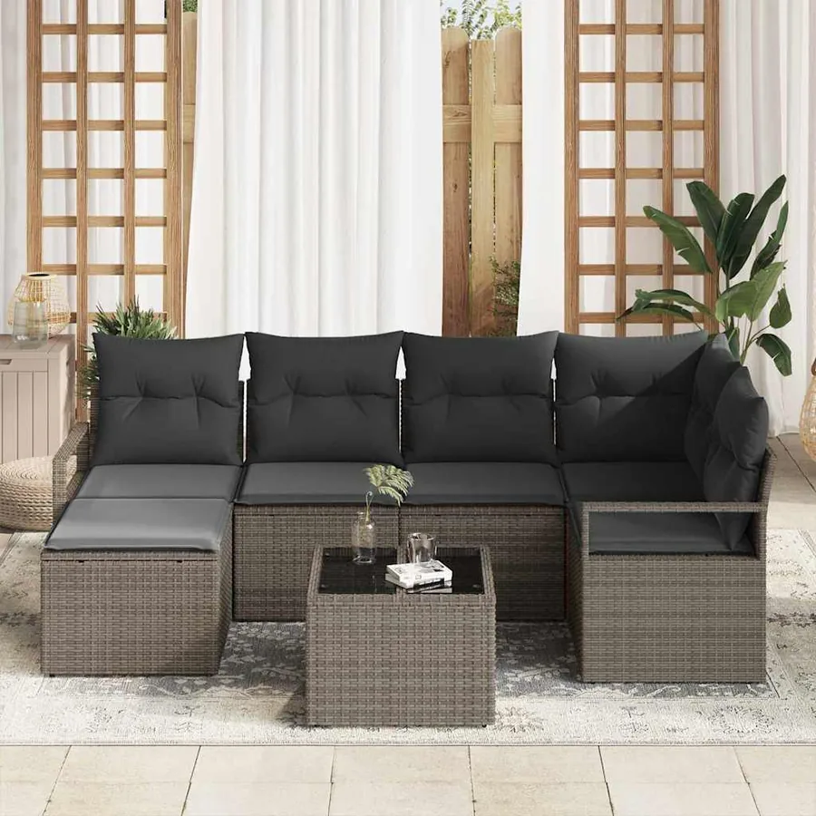 Ensemble de Canapés 7 pcs Gris polyrotin - 3