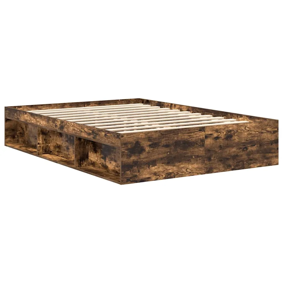 Cadre de lit sans matelas chêne fumé 160x200 cm - 4