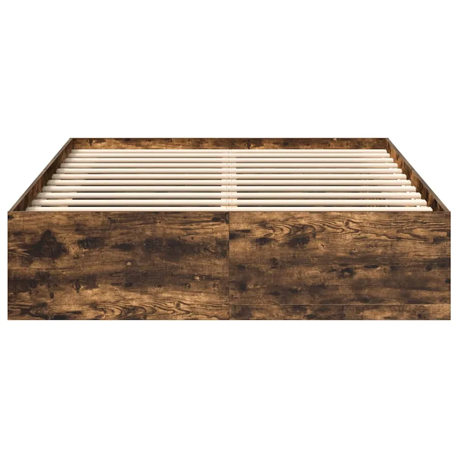 Cadre de lit sans matelas chêne fumé 160x200 cm - 5