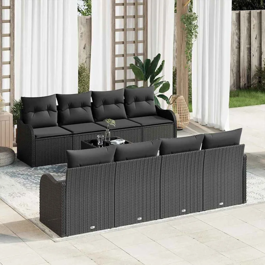 Ensemble de canapé de jardin Noir 55 x 55 x 37 cm polyrotin