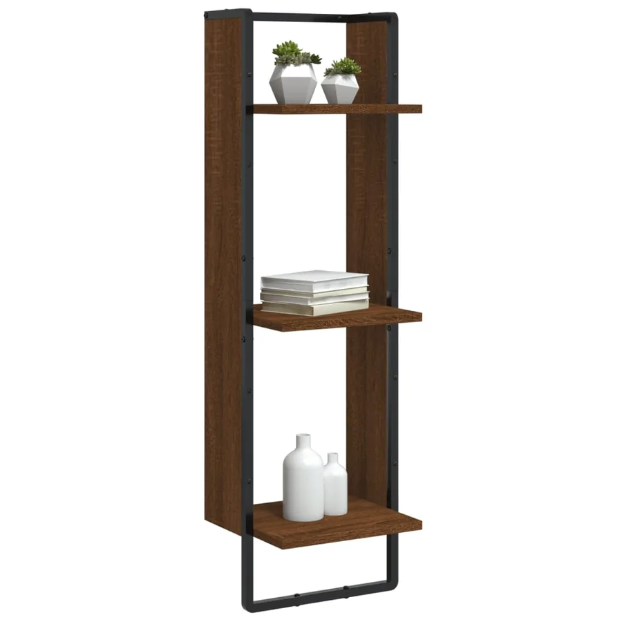Étagère murale 3 niveaux chêne marron 30x25x100 cm - 3
