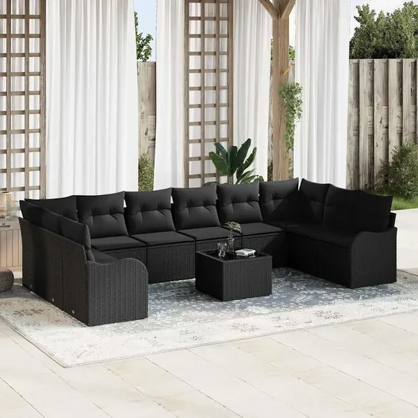 Ensemble de canapé de jardin Noir 55 x 55 x 37 cm polyrotin