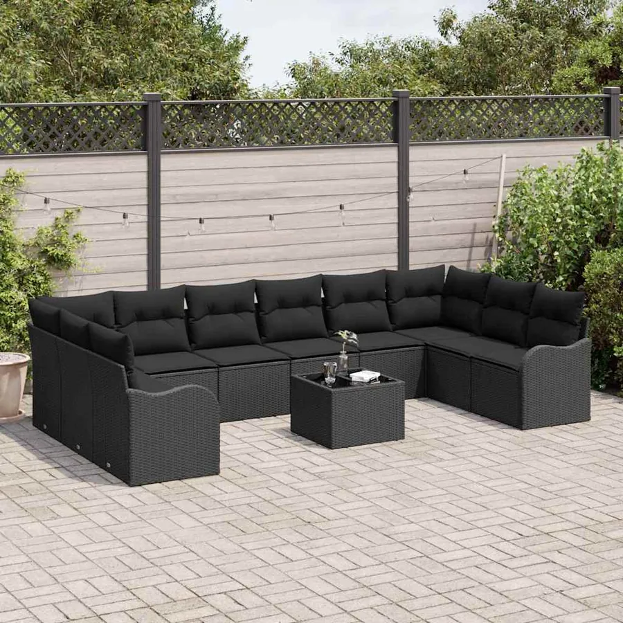 Ensemble de canapé de jardin Noir 55 x 55 x 37 cm polyrotin - 3