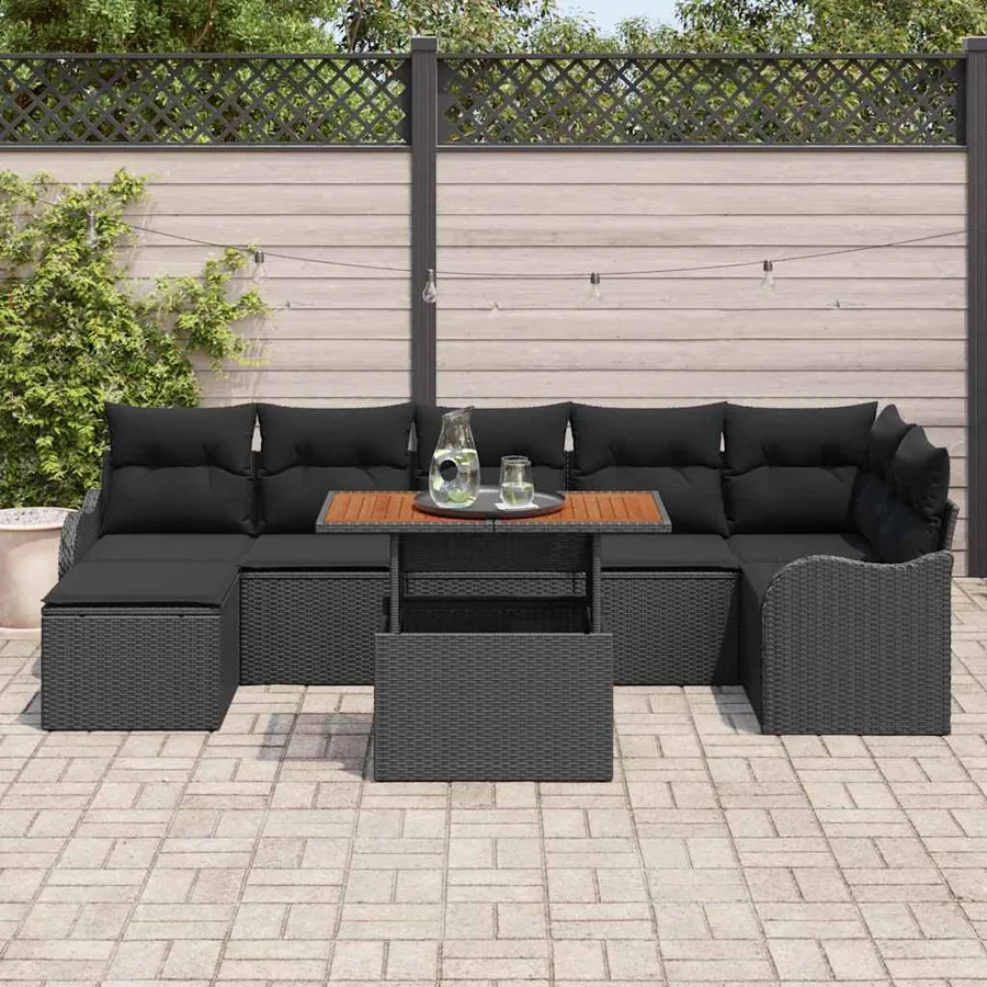 Ensemble de canapé de jardin avec coussin 8 pcs Noir - 3