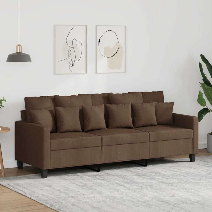 Canapé à 3 places Marron 180 cm Tissu