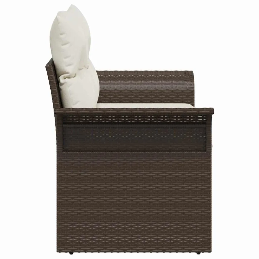 Canapé de jardin avec coussin Marron 141 x 62 x 69 cm polyrotin - 5