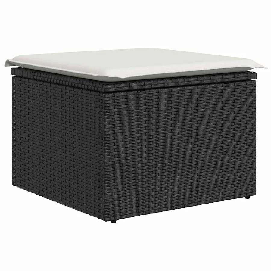Ensemble de canapé de jardin 6 pcs Noir et Crème polyrotin - 6