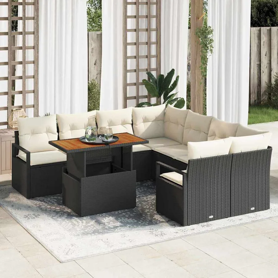 Ensemble de canapé de jardin 9 pc 8-Nombre de places