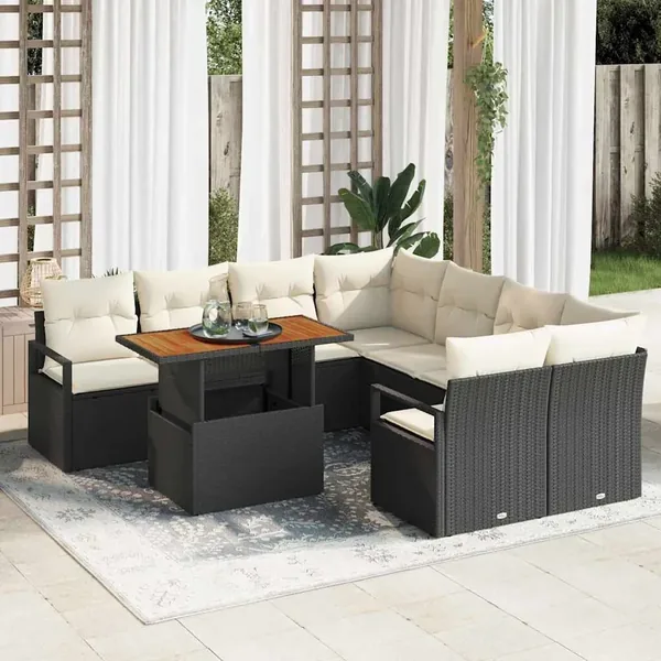 Ensemble de canapé de jardin 9 pc 8-Nombre de places