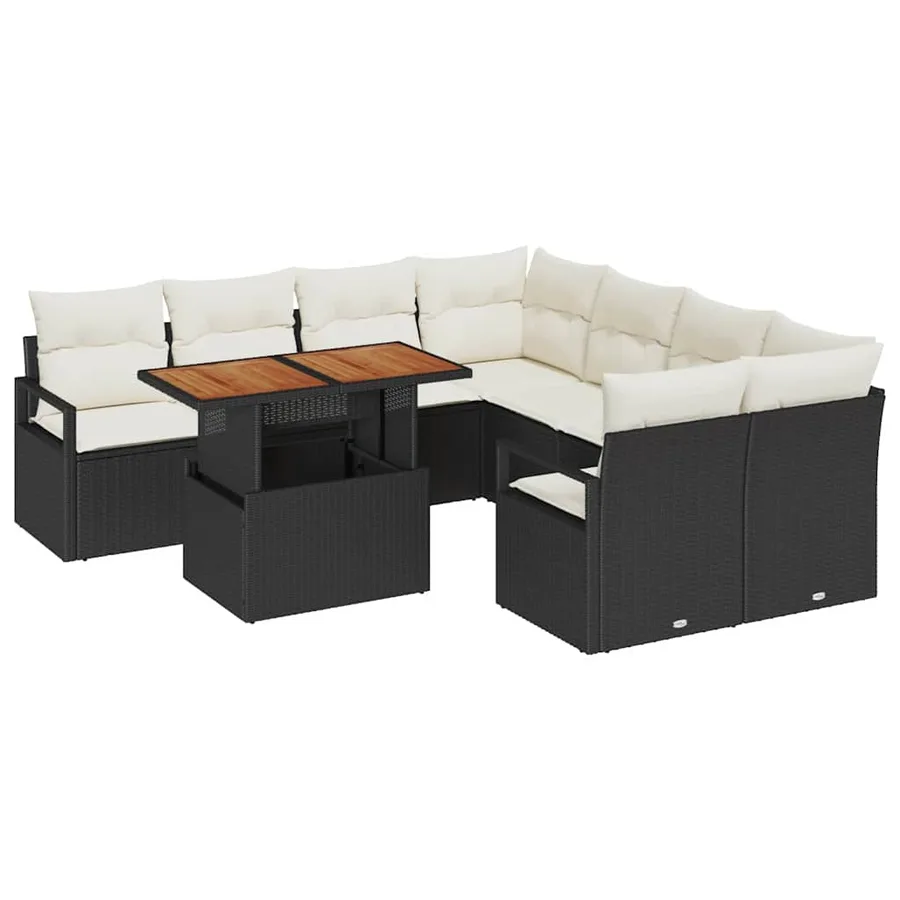 Ensemble de canapé de jardin 9 pc 8-Nombre de places - 2