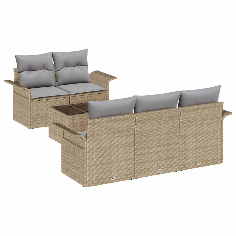 Ensemble de canapé de jardin avec coussin 6 pcs Beige et gris - 2